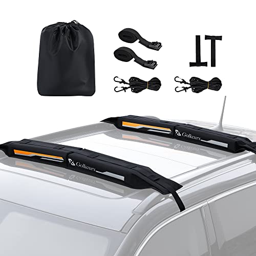 Golkcurx Universal Soft Roof Rack Pads for Kayak,Surfboard, SUP, Canoe, Snowboard with15FT Tie-Down Straps*2 and Storage B...