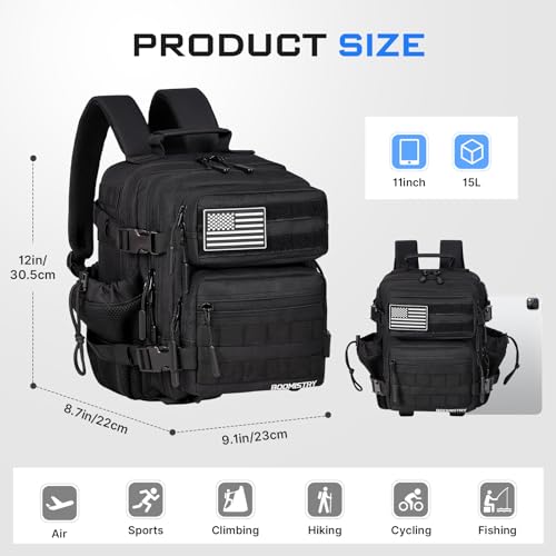 Boomistry 15L Mini Tactical Backpack Small Tactical Backpack for Men and Women, Military Backpack for Gym, Hiking, Daily (...