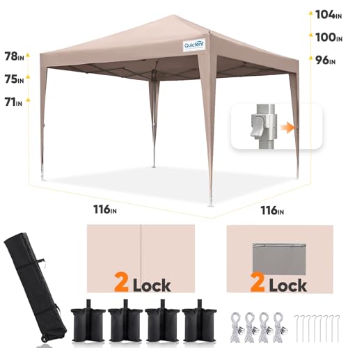 Quictent Privacy 10x10 Pop up Canopy Tent with Sidewalls and Roll-up Ventilated Windows, One Person Setup, Easy Outdoor Co...