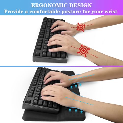 Computer Keyboard Stand with Wrist Rest, Ergonomic Tilted Keyboard Holder - Keyboard Riser with Wrist Pad - Keyboard Tray ...