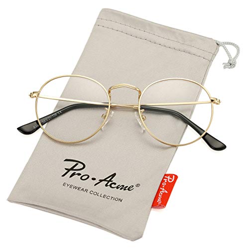 Pro Acme Classic Round Metal Clear Lens Glasses Frame Unisex Circle Eyeglasses