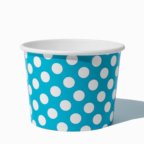 UNIQ 1000-Count 16 oz Polka Dot Paper Ice Cream Bowls Blue Color | Disposable Dessert Bowls for Hot or Cold Foods | Ice Cr...