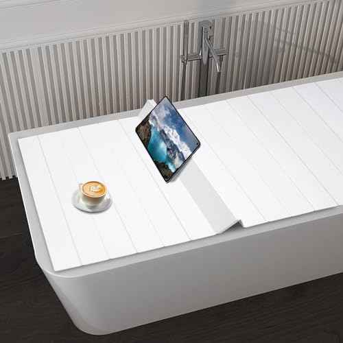 Foldable Bathtub Cover,70.9"x31.5" Shutter Bath Lid Freestanding Bathtub Covers Anti-dust Bathtubs Cover Insulation PVC Bathtubs for Home, Bathroom, Spa Experience (70.9"x31.5")