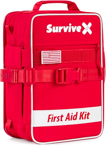 SurviveX Large First Aid Kit for Car, Travel & Home - Emergency Kit for Hiking, Camping, Backpacking and Outdoors - Includ...