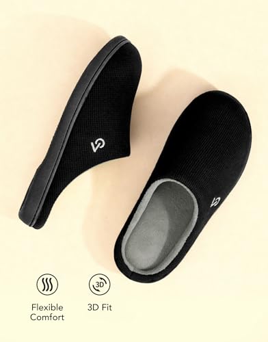 VeraCosy Men's Two-Tone Memory Foam House Slippers Indoor Outdoor Durable Rubber Sole