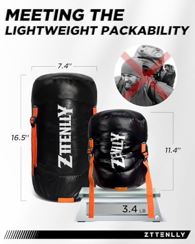 ZTTENLLY Down Sleeping Bag for Adults - Lightweight & Compact for Backpacking, Camping and Hiking - 45-52 Degree and 3 Sea...