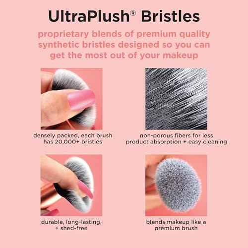 Real Techniques Expert Face Professional Foundation Makeup Brush for Even Streak Free Application, Dense Bristles For Buffing, Orange, 1 Count