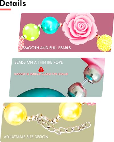 Hosiwei Princess Bubblegum Dog Collar Necklace, Chunky Beads (19mm) with Flower Charm Pet Collar | Adjustable Sparkling Pe...