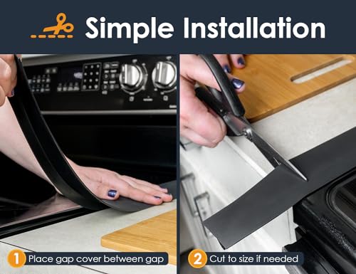 Linda’s Essentials Silicone Stove Gap Covers (2 Pack), Heat Resistant Oven Gap Filler Seals Gaps Between Stovetop and Coun...