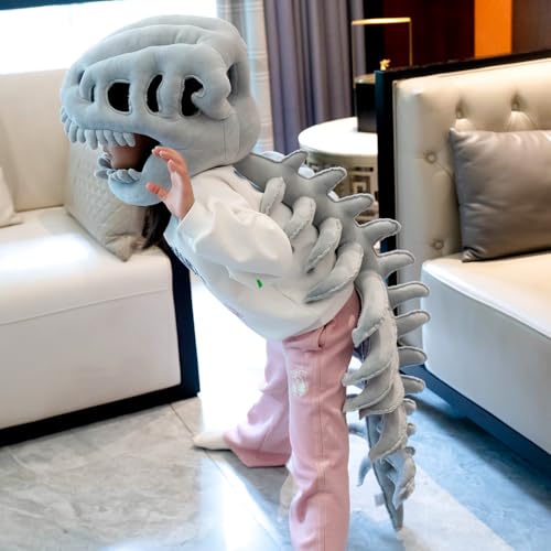 JingDan Wearable Dinosaur Skeleton Spinosaurus Plush Dino Outfit,3D Dinosaur Skeleton Capes Plush Skulls,Halloween Costume...