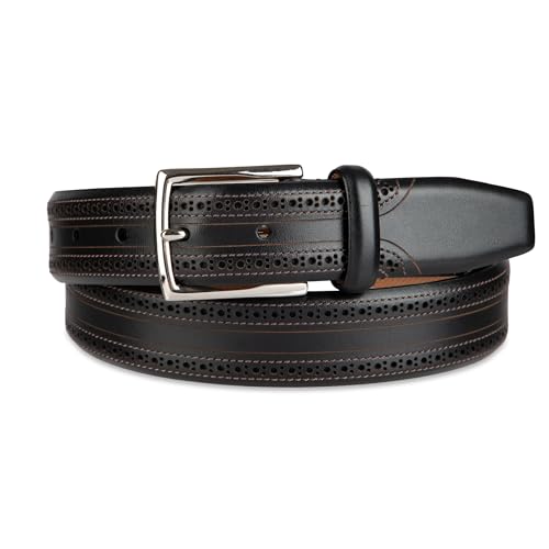Cole Haan mens Black Leather Dress Belt - Classic Style With Polished Buckle for Work Or Formal Wear