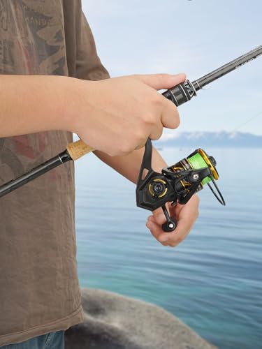 5'6"4-Piece Travel Spin Rod and 2000 Reel Combos, 24-Ton Carbon Matrix Telescopic Fishing Rod Pole, 5 +1 Shielded Bearings...