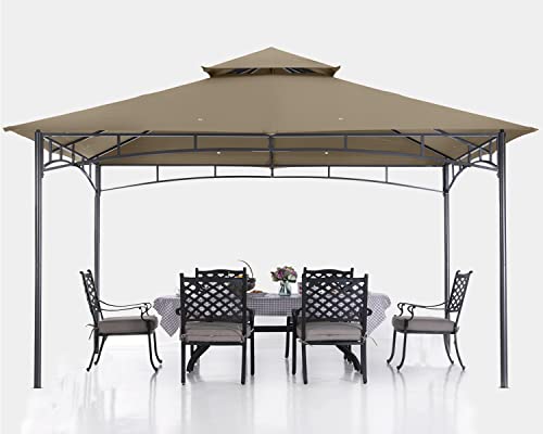 ABCCANOPY Gazebos for Patios 10x12 - Outdoor Steel Frame Gazebo for Lawn Backyard Garden Deck (Khaki)