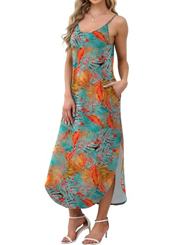 WIHOLL Women's Maxi Dresses for Women Casual Long Summer Sun Dresses 2026 Spaghetti Strap Hawaiian Vacation Outfits for Women