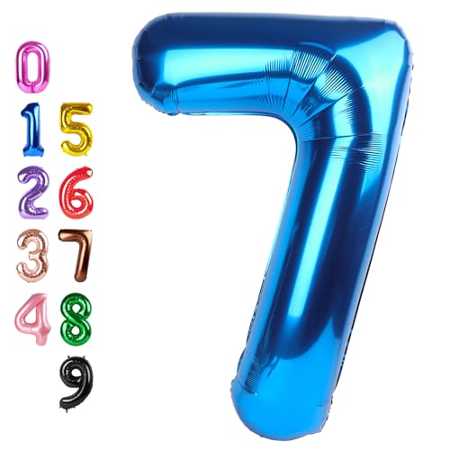 7 Balloon Numbers, 6 7 Birthday Decorations, Six Seven Decoration 40 Inch 7 Balloons for Birthday Party, Dark Blue Number ...