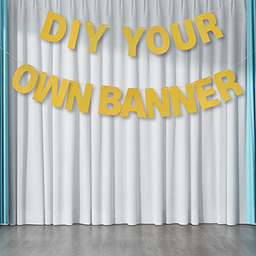 DIY Banner Kit with Letters Glitter Banner Letters Gold Customizable Birthday Banners Graduation Banner Custom Party Hangi...