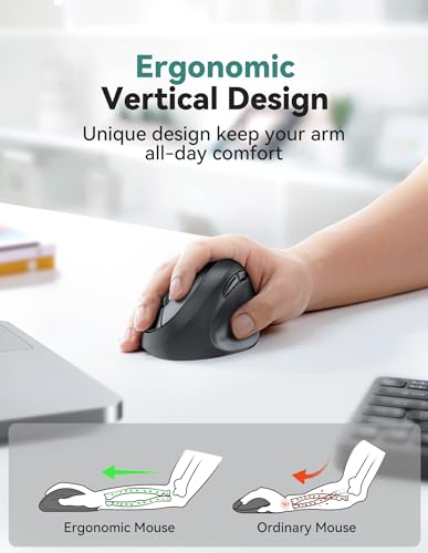 TECKNET Ergonomic Mouse, 4800 DPI 5 Adjustable DPI Levels, Wireless Vertical Mouse, 6 Buttons, 2.4G Silent Mouse for Lapto...