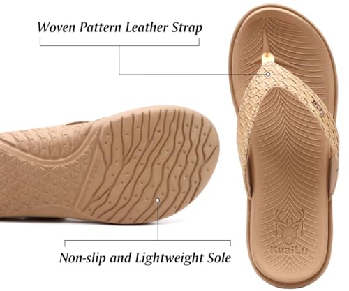 KuaiLu Womens Flip Flops Ladies Yoga Mat Comfortable Walking Thong Sandals With Plantar Fasciitis Arch Support Slip On Ind...
