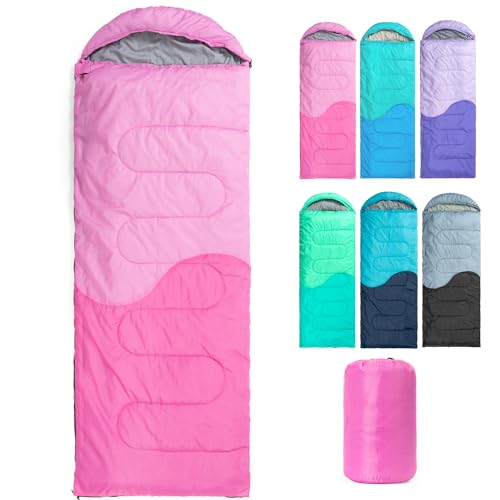 Sleeping Bag - 3 Seasons for Adults Kids Boys Girls Camping Hiking - Warm Cold Weather Lightweight Portable with Compressi...