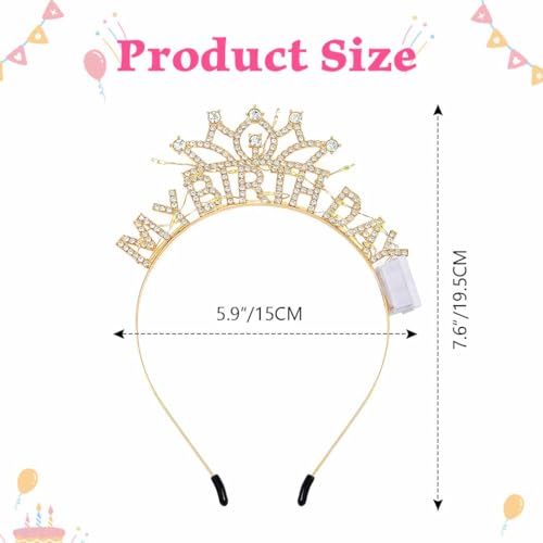 DRESBE Light Up Birthday Headband LED Rhinestone My Birthday Headbands Party Favors Hair Accessories for Women