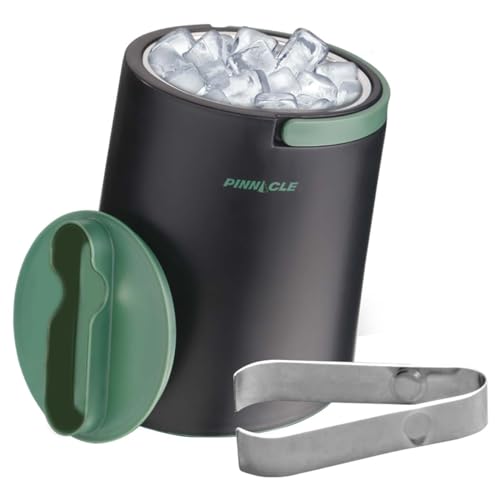 PINNACLE Insulated ice bucket for parties with Tong that fit into Lid - Stainless Steel ice bucket for cocktail bar with C...