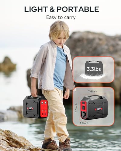 Solar Powered Generator 200W Peak/100W Rated, Portable Generator Power Station with Solar Panels 40W Included, 146Wh Solar...