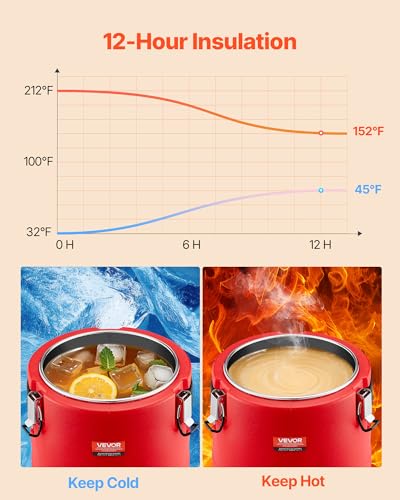 VEVOR Insulated Beverage Dispenser, 2.2 Gal/8L Thermal Hot and Cold Drink Server Dispenser with Spigot, Food-Grade Cooler ...