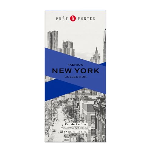 Pret à Porter City Collection New York Eau de Parfum 3.4 fl oz (Pack of 1), Notes of Juniper Berries, Wood, and Cedarwood, Men's Fragrance, Long Lasting, Everyday Fragrance, Travel Size