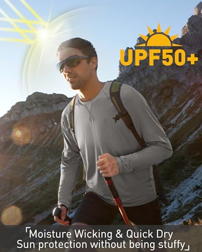 EoBeKee Men's UPF 50+ Rash Guard Long Sleeve, Lightweight UV Sun Protection SPF Water Shirts for Swim Fishing Hiking Beach