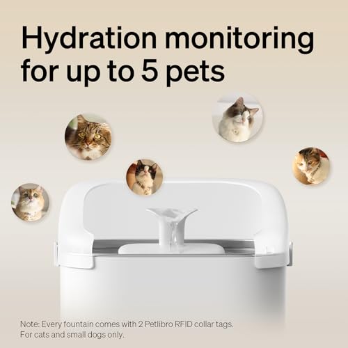 PETLIBRO RFID Multi Cats Water Fountain with Cat Recognition & Hydration Monitoring, Pump-Free Auto Cat Water Dispenser, L...