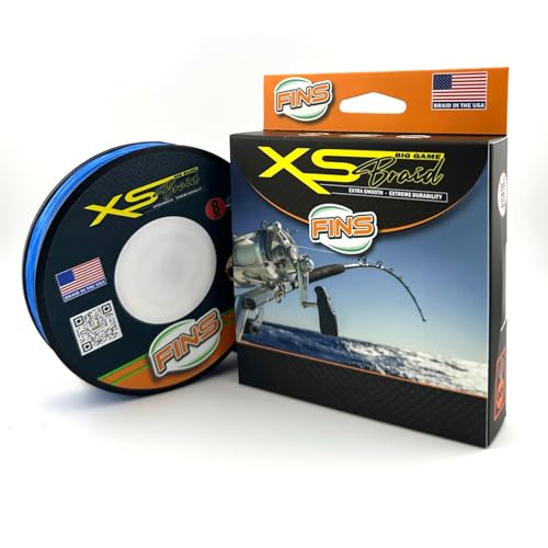 FINS XS Big Game Braid - USA Made - 8-End Round Abrasion Resistant Braided Fishing Line for Freshwater - Saltwater Trollin...
