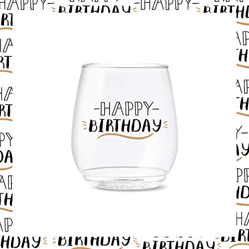 TOSSWARE POP 14oz Vino Golden Birthday Series, SET OF 6, Premium Quality, Recyclable, Unbreakable & Crystal Clear Plastic ...