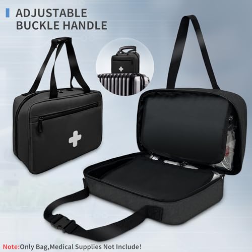 NENYX First Aid Bag Empty, Compact and Portable Medical Supplies Organizer with Multiple Compartments, Emergency Trauma Ba...