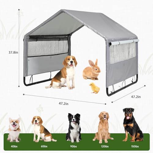 Large Dog House Shade Shelter Outdoor Tent for Large Medium Dogs, Outside Sun Rain Canopy Pet House for Homeless Cats Pigs...