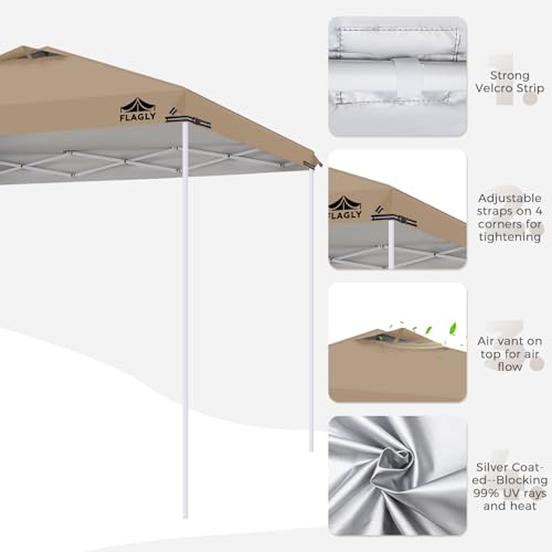 10x10ft Replacement Canopy Top with Air Vent, Waterproof & UV Protection Canopy Tent Top Cover for Straight Leg Canopy Fra...