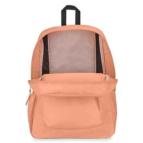 JanSport Cross Town Backpack 17" x 12.5" x 6" - Simple Bag for Everyone with 1 Main Compartment, Front Utility Pocket - Premium Class Accessories - Peach Neon