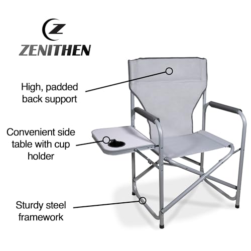 Zenithen Portable Outdoor Director's Folding Chair with Side Table Perfect for Sporting Events, Outdoor Activities, Campin...