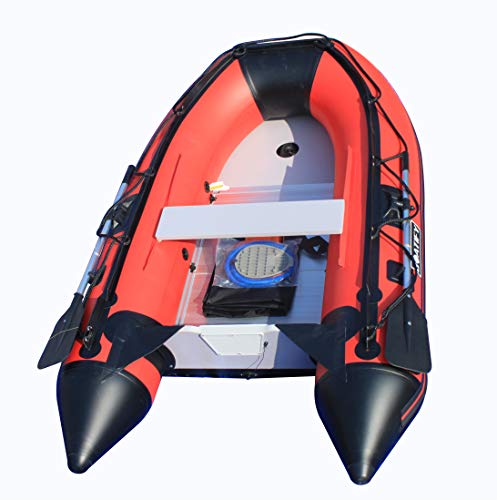 Boatify 8.9 ft Inflatable Boat Raft Dinghy Pontoon Boat with Aluminum Floor-Red