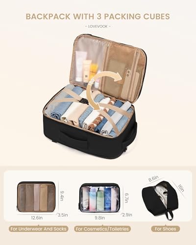 LOVEVOOK Travel Backpack for Women & Men, 50L Large Carry On Backpack Airline Approved, TSA Personal Item Weekender Bag, W...