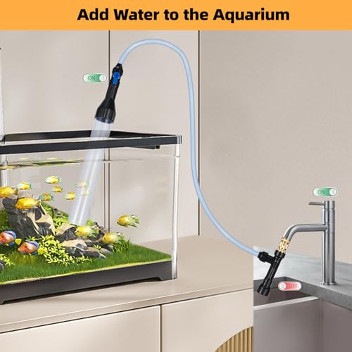 DXOPHIEX Gravel Vacuum for Aquarium Fish Tank Siphon Aquarium Water Changer with Three Metal Faucet Adapter and Long Hose ...