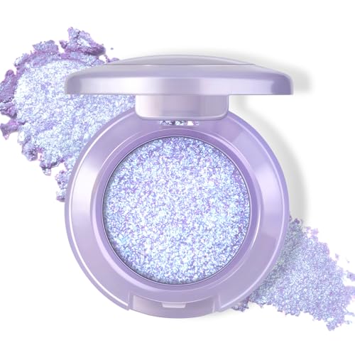 HOSAILY Holographic Blue Purple Glitter Eyeshadow, Multichrome Shimmer Color Shifting Single Eyeshadow, Chameleon Metallic...