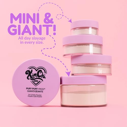 KimChiChic Beauty Puff Puff Pass Set and Bake Setting Powder for Makeup, Extra Fluffy Loose Face Powder Poof, Soft Natural...