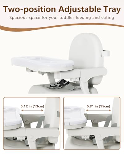 BBsecure Booster Seat for Kitchen Chair, 3-in-1 Foldable Baby Booster Seat with Removable Dual Tray & 3-Point Harness, Por...