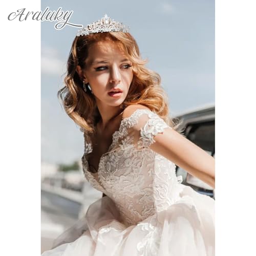 Araluky Crystal Tiara Crown Headband Princess Elegant Tiara with Combs for Women Young Ladies Bridal Wedding Prom Birthday...
