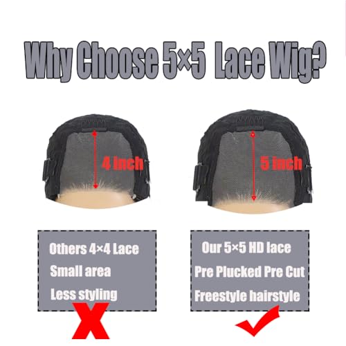 5x5 Glueless Wigs Human Hair Pre Plucked Body Wave Bob Wig Lace Front Human Hair Wigs for Black Women Ready to Wear for Beginners Pre Cut Lace Closure Wigs No Glue 16 Inch