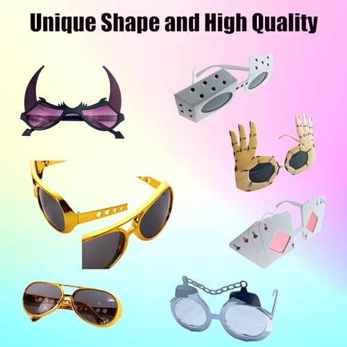 HEYTOP 16 Pack Funny Sunglasses Novelty Party Glassses Masks for Adults Cool Shaped Funny Party Eyeglasses, Photo Booth Pr...
