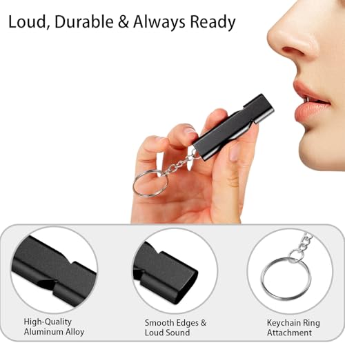 Premium Extra Loud Whistles for Camping Hiking Hunting Outdoors Sports and Emergency Situations, Sturdy but Light Aluminiu...