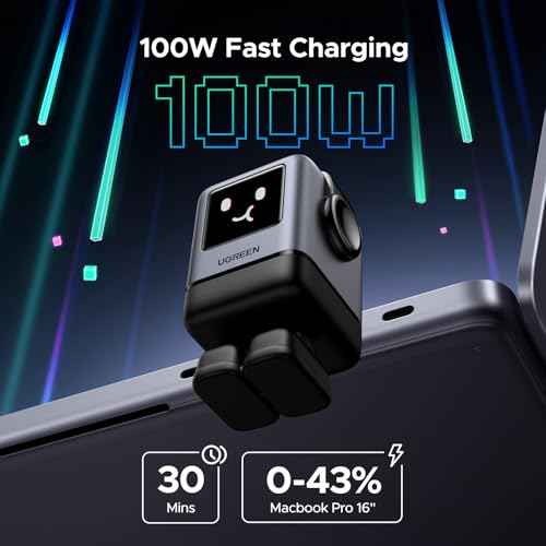 UGREEN Uno 100W USB C Charger, 4-Port GaN Fast Charger with LED Screen, Tech Gifts for Men Women, for MacBook Pro/Air 2025, iPad Pro, iPhone 17/16, Galaxy S25/S24, Pixel 10/9, Steam Deck, ROG Ally
