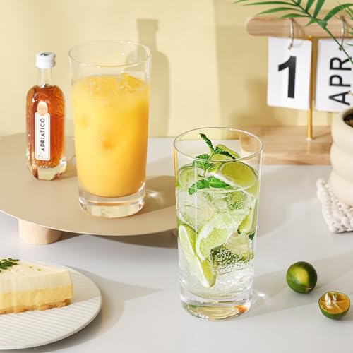 OUWO Highball Glasses Set of 12, 13oz Tall Drinking Glasses, Water Glass for Kitchen, Tom Collins Glasses, Mojito Glass Cu...