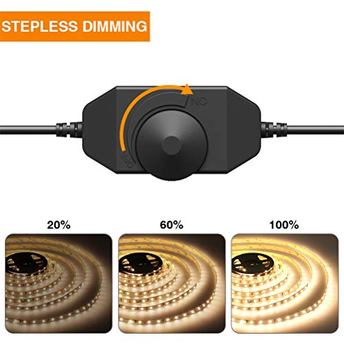 Warm LED Strip Lights,Onforu16.4ft Dimmable Strip Lighting,3000K 5m 12v Tape Light, 2835 LEDs Flexible Warm White Rope Lig...